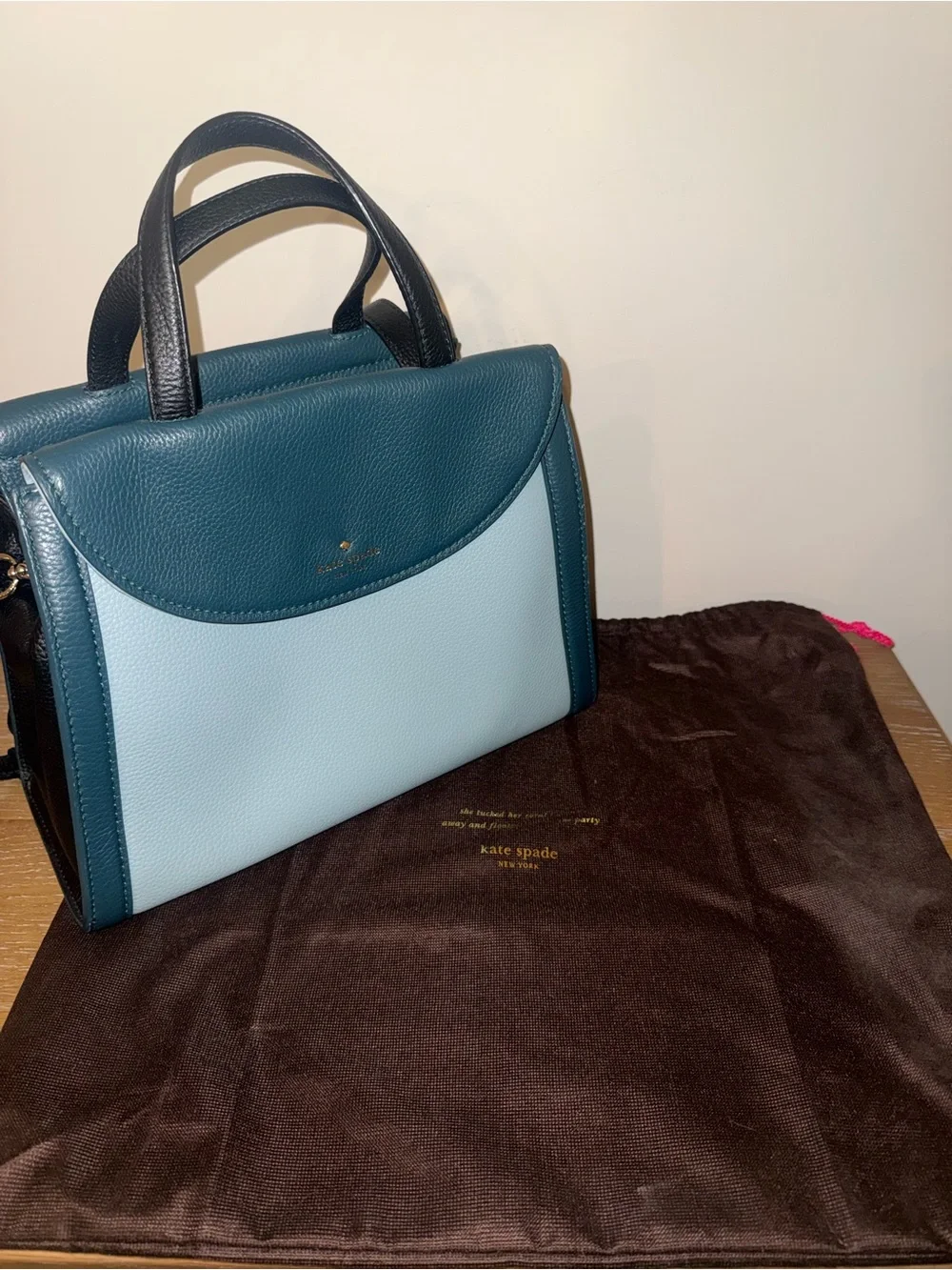 kate spade Two-Tone Teal & Light Blue Leather Satchel crossbody bag